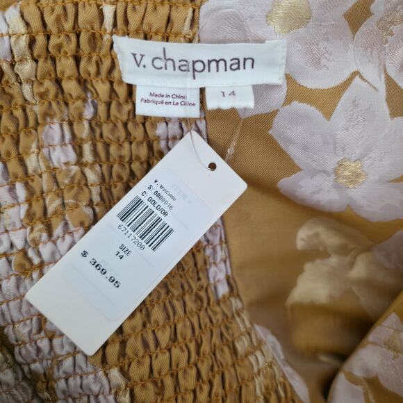 V. Chapman The Vera Dress in Gold Baroque Floral Sz 14 - Picture 12 of 12